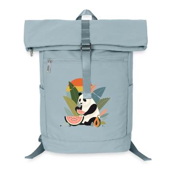 Panda mit exotischen Pflanzen und Früchten - Laptop-Rucksack  - Eisblau - Vorne
