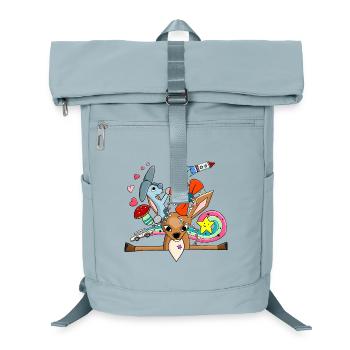 Cute Deer, Bunny Collage with Rainbow - Laptop Backpack - ice blue - Front