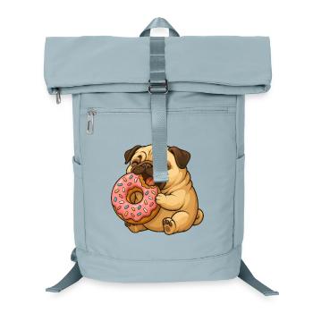 Carlin mignon avec beignet dessin animé drôle manger - Sac à dos ordinateur - bleu glacier - Devant