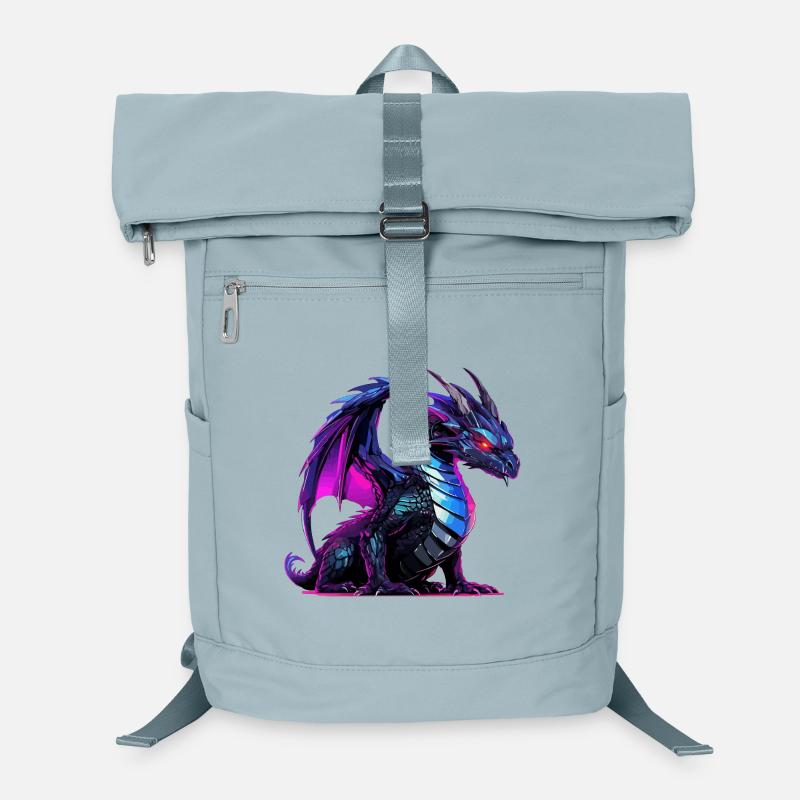 Neon dragon illustration on black Laptop Backpack