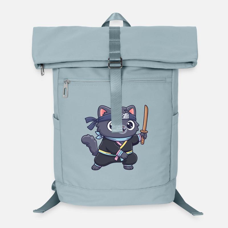 Ninja-Katze im Samurai-Outfit Laptop-Rucksack 