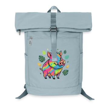 Regenbogen Schwein mit Herbstlaub - Laptop-Rucksack  - Eisblau - Vorne