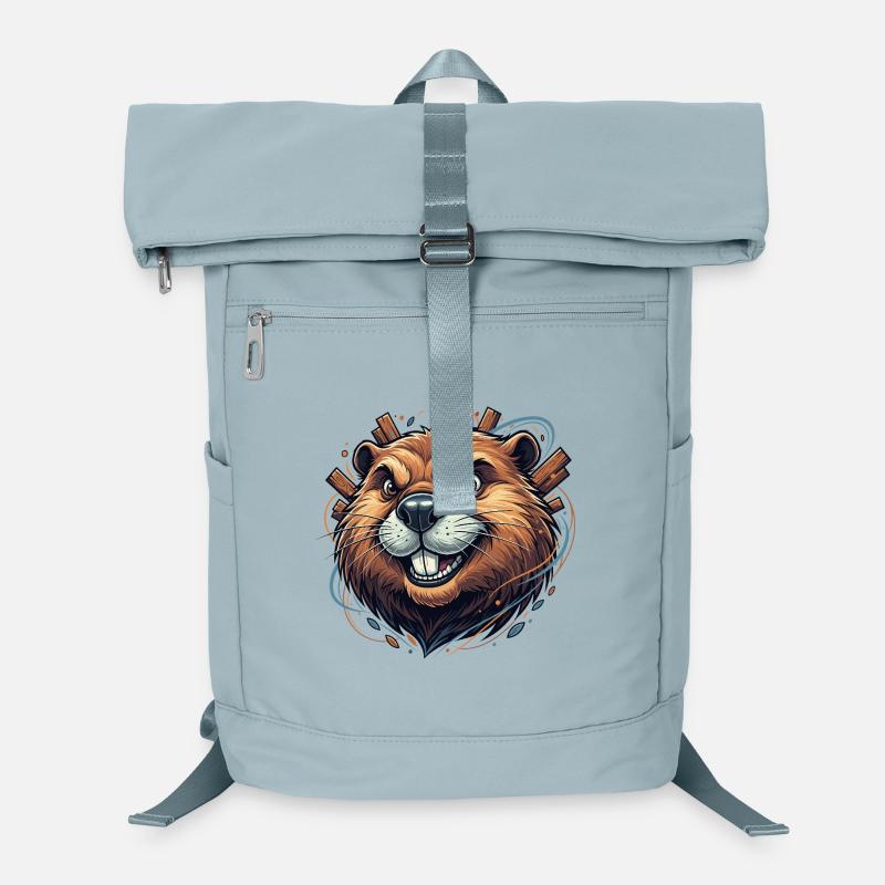 Cheerful Beaver with Wooden Accents Laptop Backpack