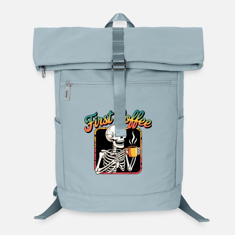 Erst Kaffee Skelett Laptop-Rucksack 