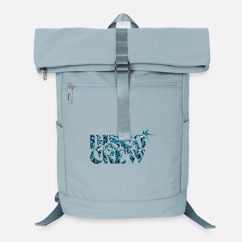 Disco Crew Glitter Blue Typography Laptop Backpack