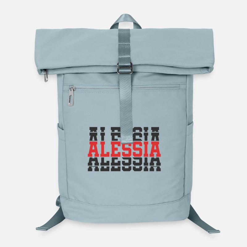 T-Shirt Alessia T-Shirt Geschenkidee gestapelter Text Laptop-Rucksack 