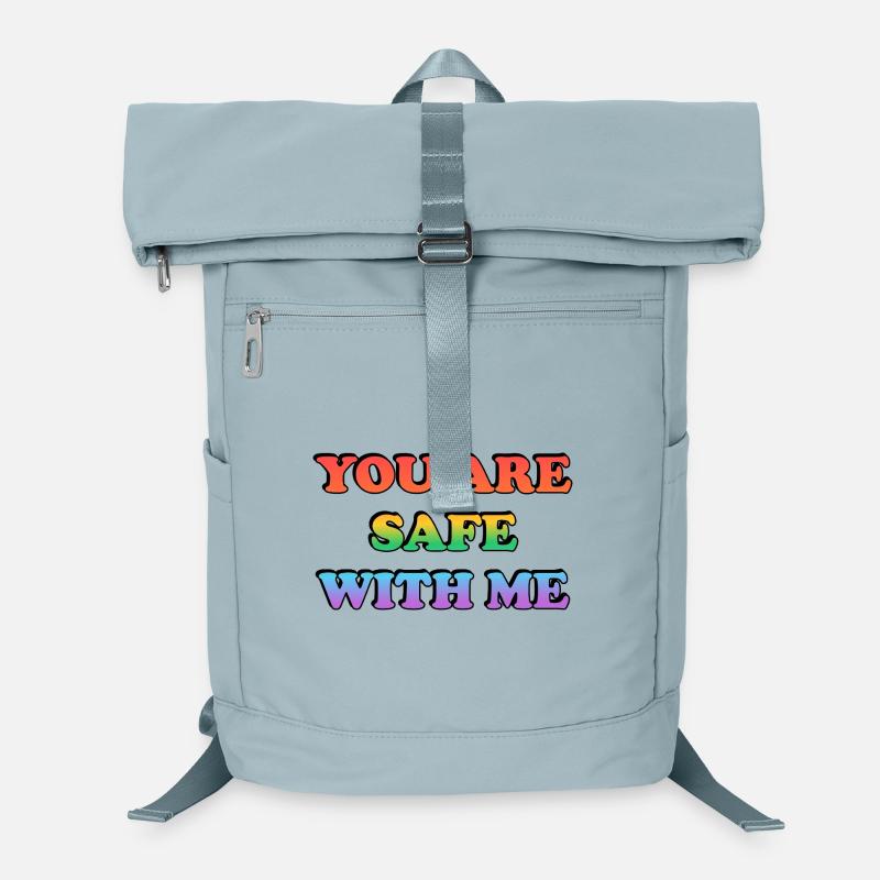 You Are Safe With Me Rainbow Text LGBT Safe Space Laptop Backpack