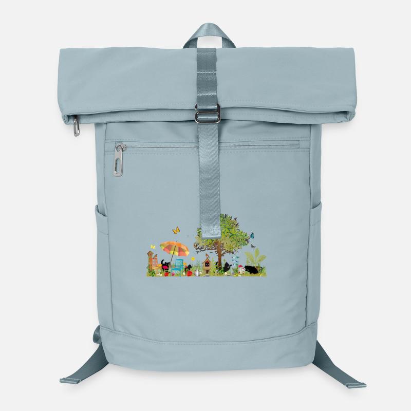 kunterbunter üppiger Garten mit schwarzen Katzen Laptop-Rucksack 