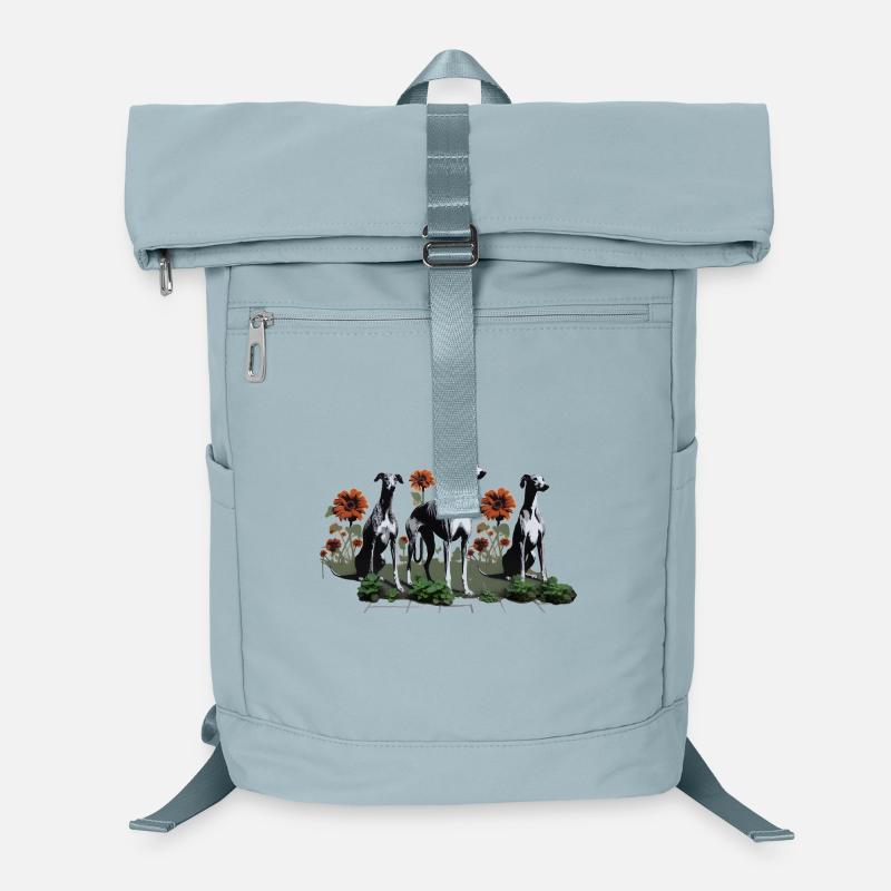 Galgos & Sonnenblumen im Garten Laptop-Rucksack 