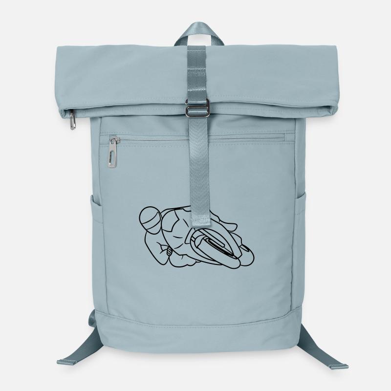 Motorbike Racer Hanging Off - Front View, dark Laptop Backpack