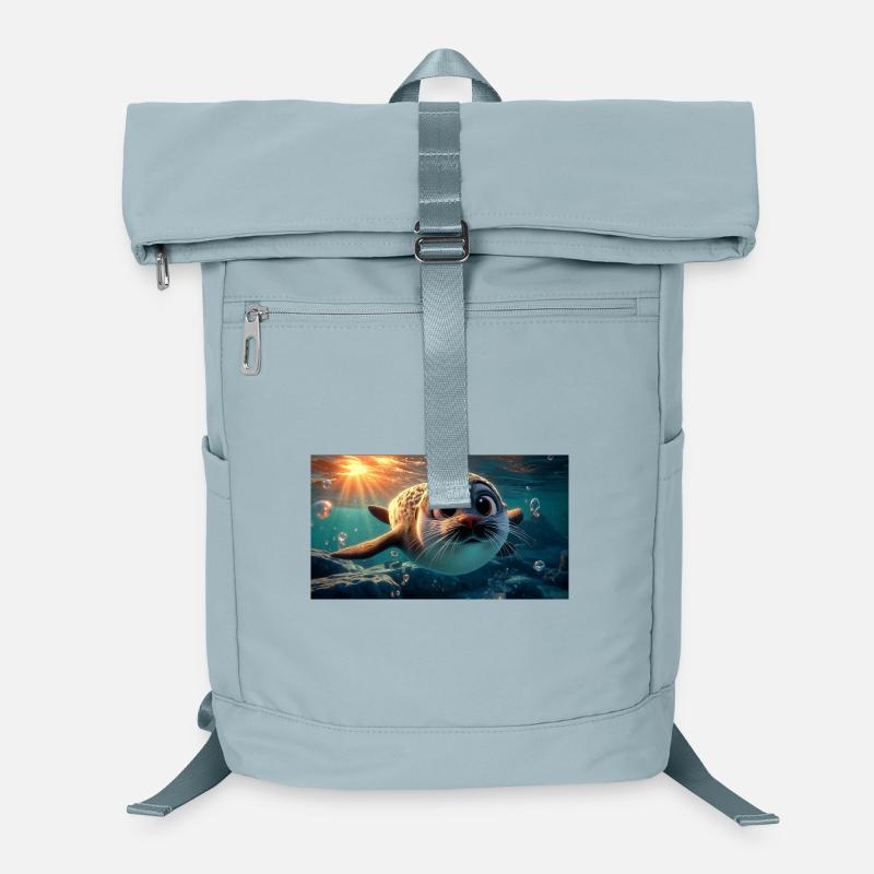 Mignons bébés phoques aux yeux en bouton dans la mer Sac à dos ordinateur