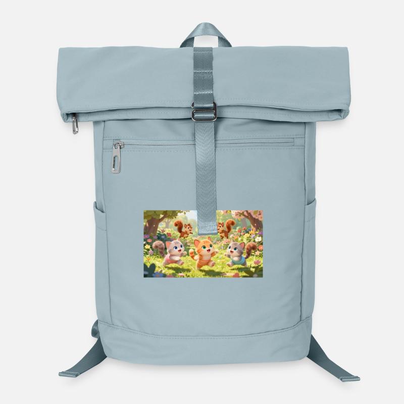 Cartoon kittens and squirrels romping in the garden Laptop Backpack