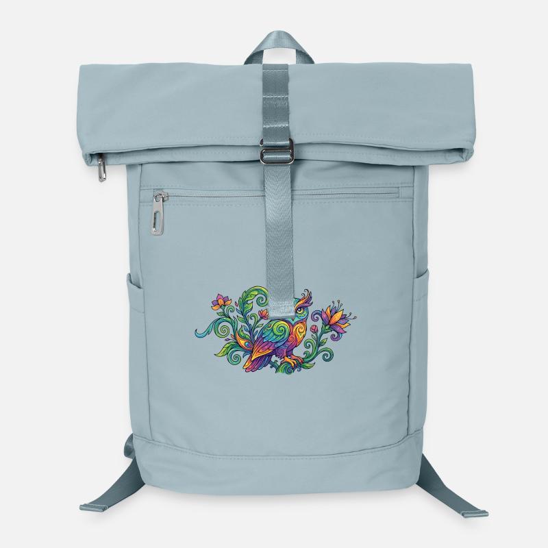 Bunte Eule im Floralen Muster Kunst Design Motiv Laptop-Rucksack 