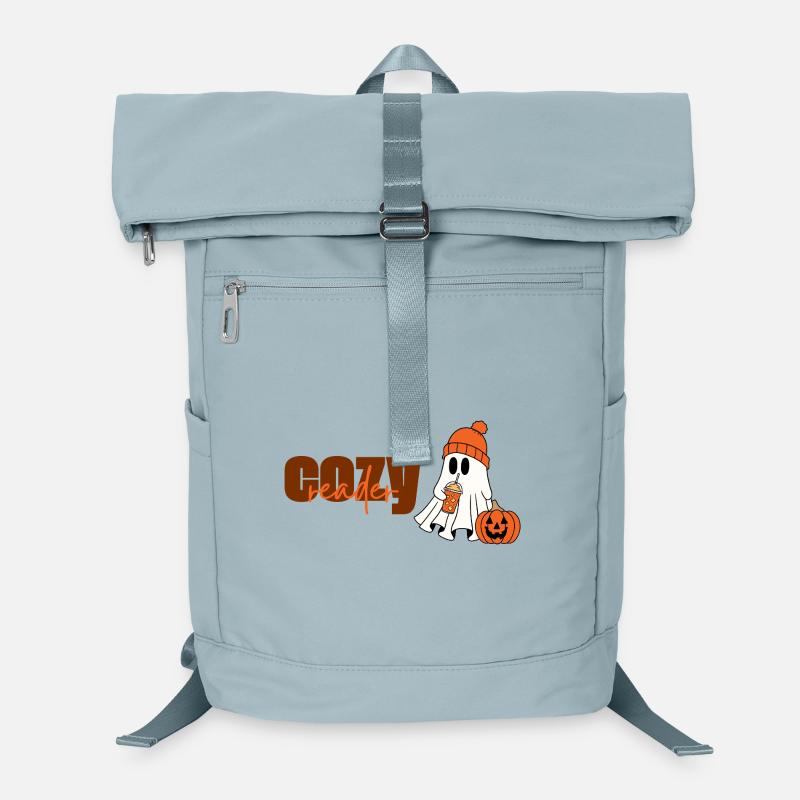 Cozy Reader Halloween Ghost with Pumpkin and Hat - Laptop Backpack - ice blue