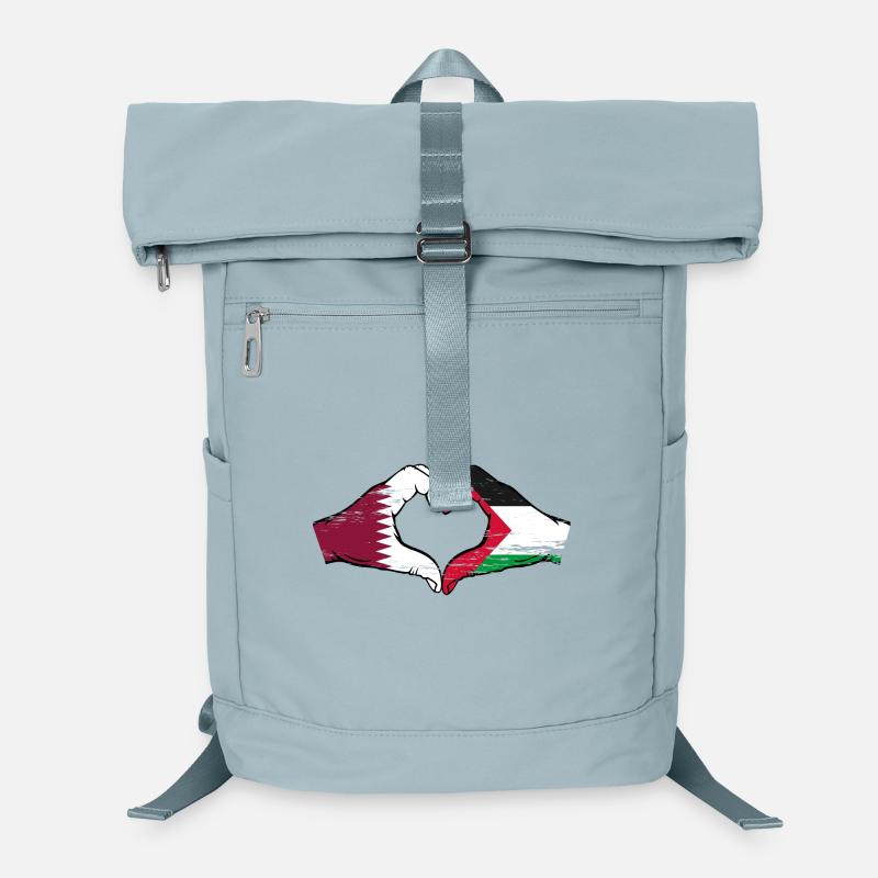 Qatar Palestine drapeau mains forme de coeur utilisé Sac à dos ordinateur