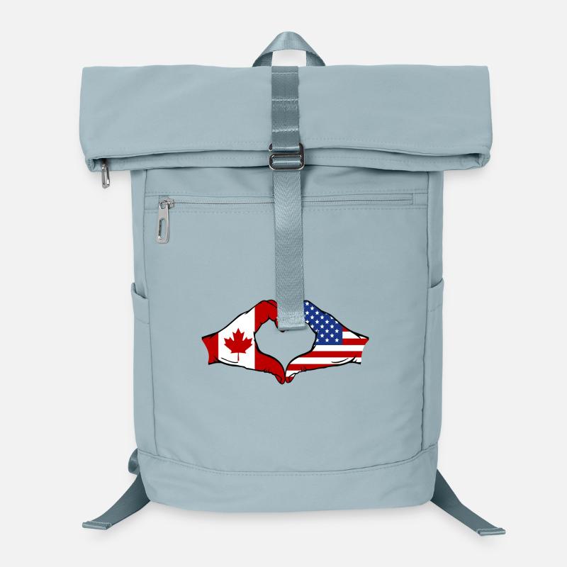 Drapeau Canada USA en forme de cœur Sac à dos ordinateur