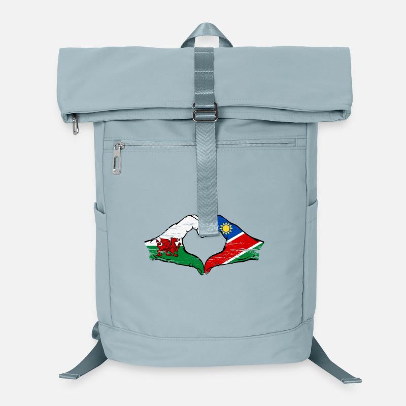 Wales Namibia Flagge Hände Herzform used Laptop-Rucksack 