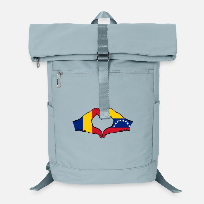 Cœur du drapeau Roumanie Venezuela Sac à dos ordinateur