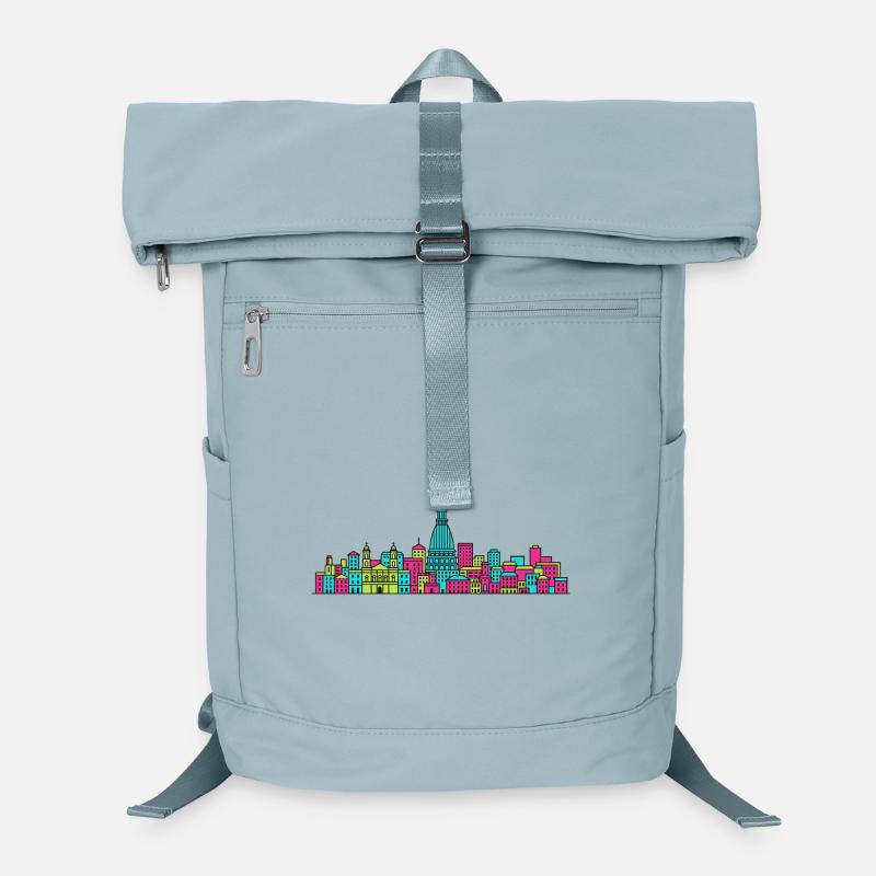 Turin City Skyline Mole Antonelliana Line Art Laptop Backpack
