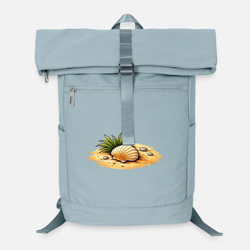 Seashell Beach Illustration Maritime Coastal Motif Laptop Backpack