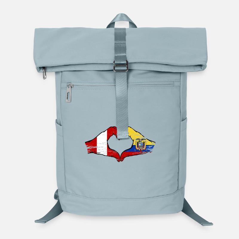 Drapeaux du Pérou et de l’Équateur Utilisation du cœur Sac à dos ordinateur