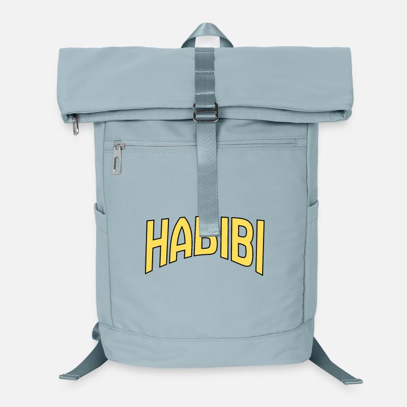 Art de mots Habibi jaune sur noir Sac à dos ordinateur