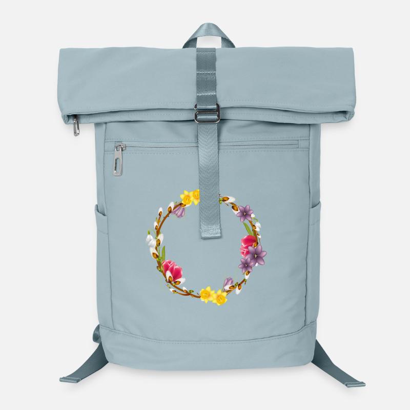Frühlingskranz aus Weidenkätzchen und Blumen Laptop-Rucksack 