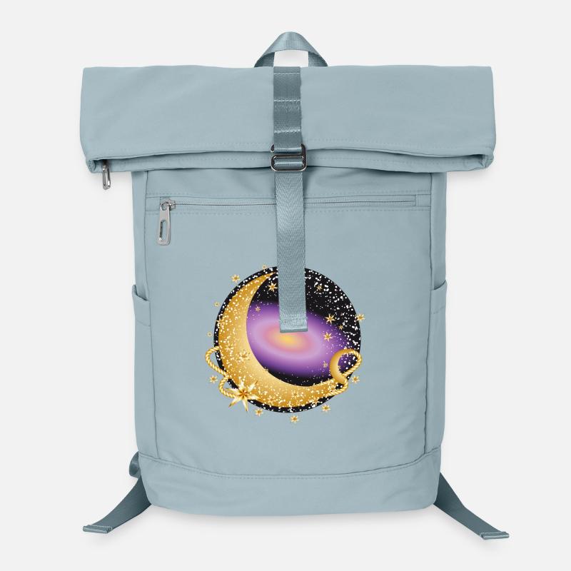 leuchtend violette Galaxie mit Mond und Sterne Laptop-Rucksack 