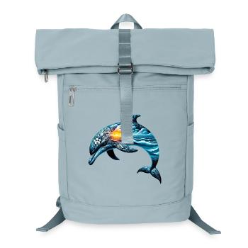 Decorated dolphin painted with a seascape - Laptop Backpack - ice blue - Front