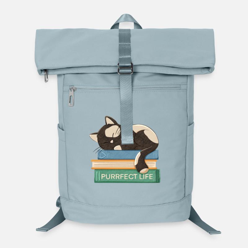 Cat takes a nap on books Laptop Backpack