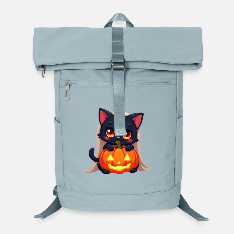 Chat d’Halloween avec citrouille d’Halloween Sac à dos ordinateur
