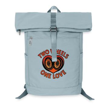 Two Wheels One Love – Motorrad – Biker - Laptop-Rucksack  - Eisblau - Vorne