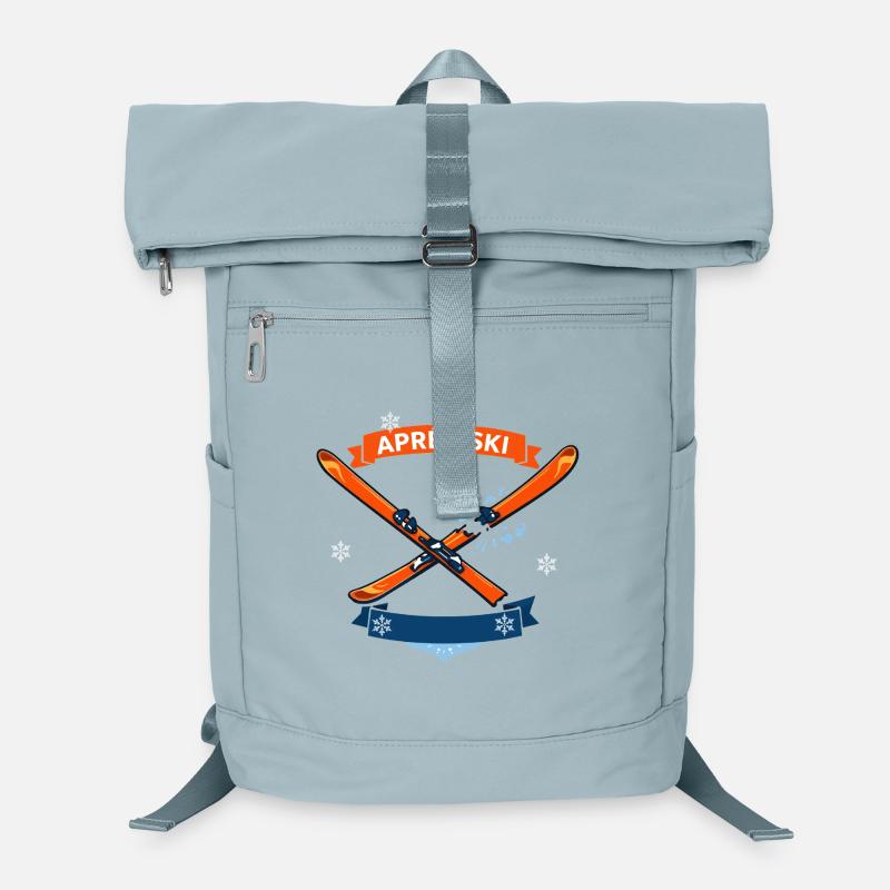 Comic ski crossed with cheerful banner Laptop Backpack