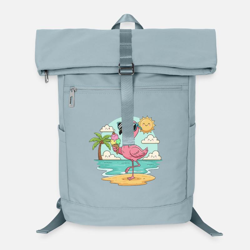 Flamingo am Strand mit Eis & Sonne Laptop-Rucksack 