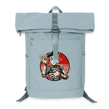 Pantomime de robots rétro avec béret dans le style de la bande dessinée - Sac à dos ordinateur - bleu glacier - Devant