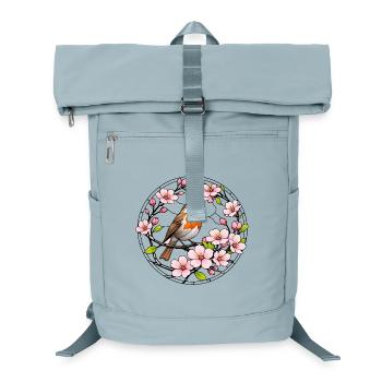 Rouge-gorge avec des vitraux en fleurs de cerisier - Sac à dos ordinateur - bleu glacier - Devant