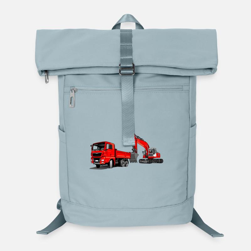 Chantier de construction avec pelle et camion benne Sac à dos ordinateur