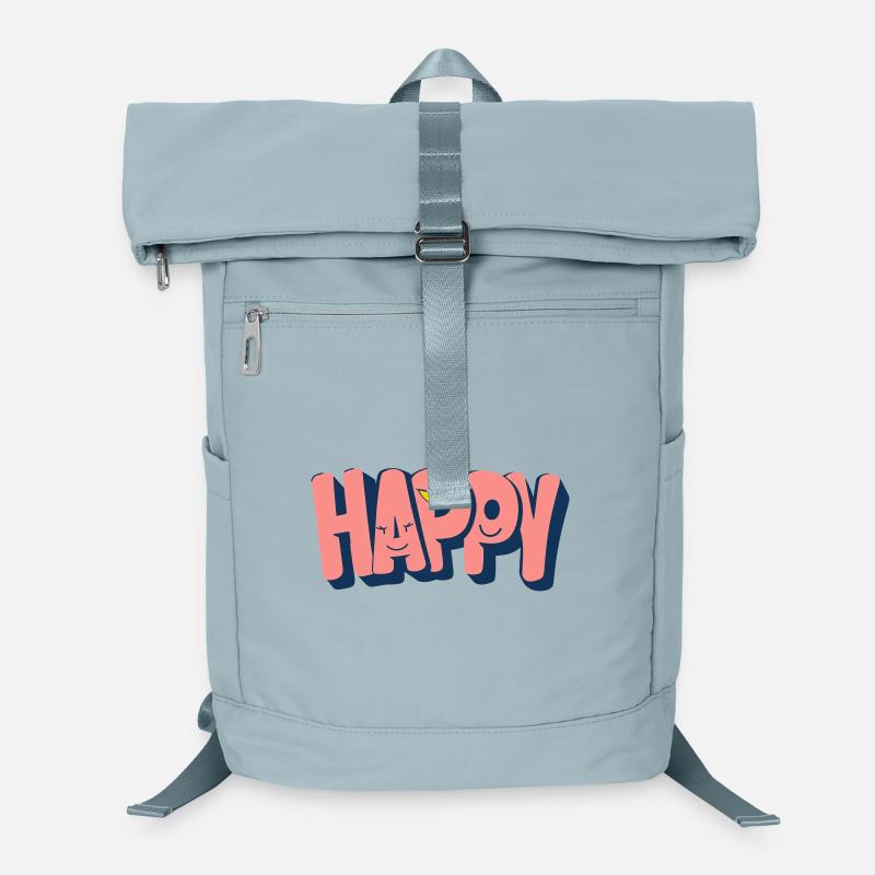 Glücklicher Text mit Gesichtern Laptop-Rucksack 
