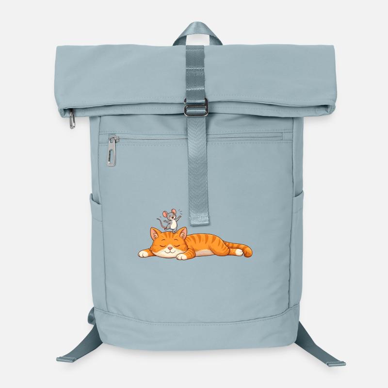 Chat endormi avec souris joyeuse Sac à dos ordinateur