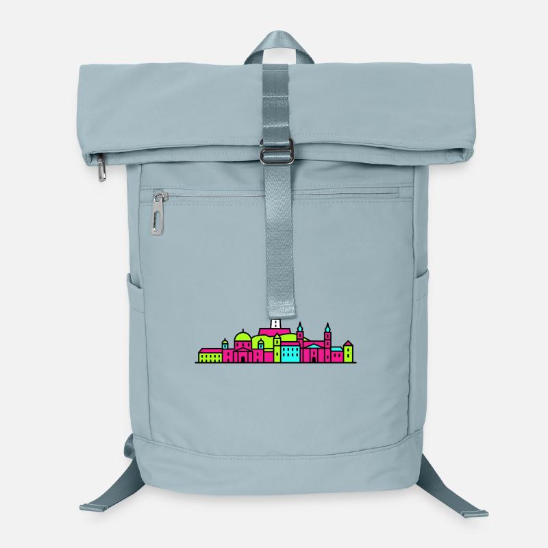 Grazer Stadtskyline Uhrturm Moderne Linienkunst Laptop-Rucksack 