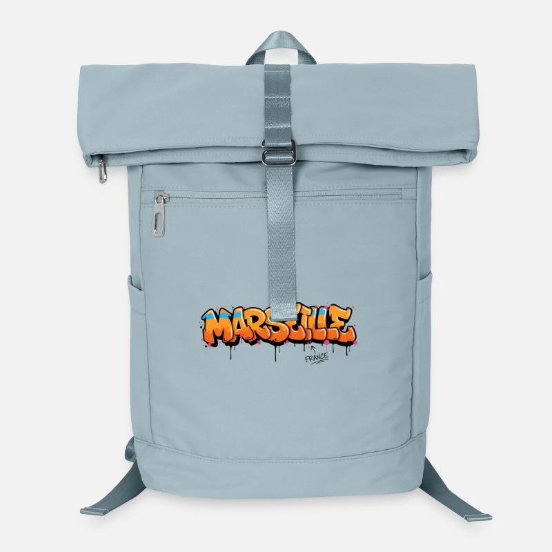 Lettrage graffiti de Marseille avec éclaboussures Sac à dos ordinateur