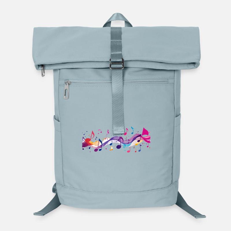 Colorful Streams of Notes Music Instruments Notes Sound - Laptop Backpack - ice blue