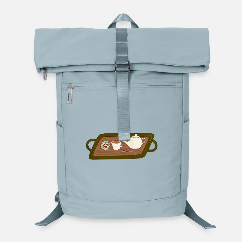 Teezeit-Tablett-Illustration Laptop-Rucksack 