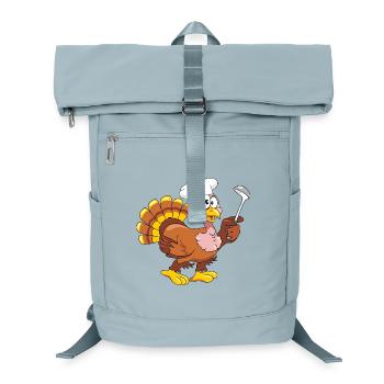Comical funny turkey cook with a ladle - Laptop Backpack - ice blue - Front