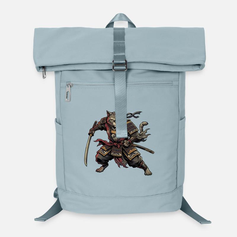 Chat Samouraï Guerrier - Sac à dos ordinateur - bleu glacier