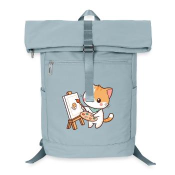Artist Cat and Little Chick - Laptop Backpack - ice blue - Front