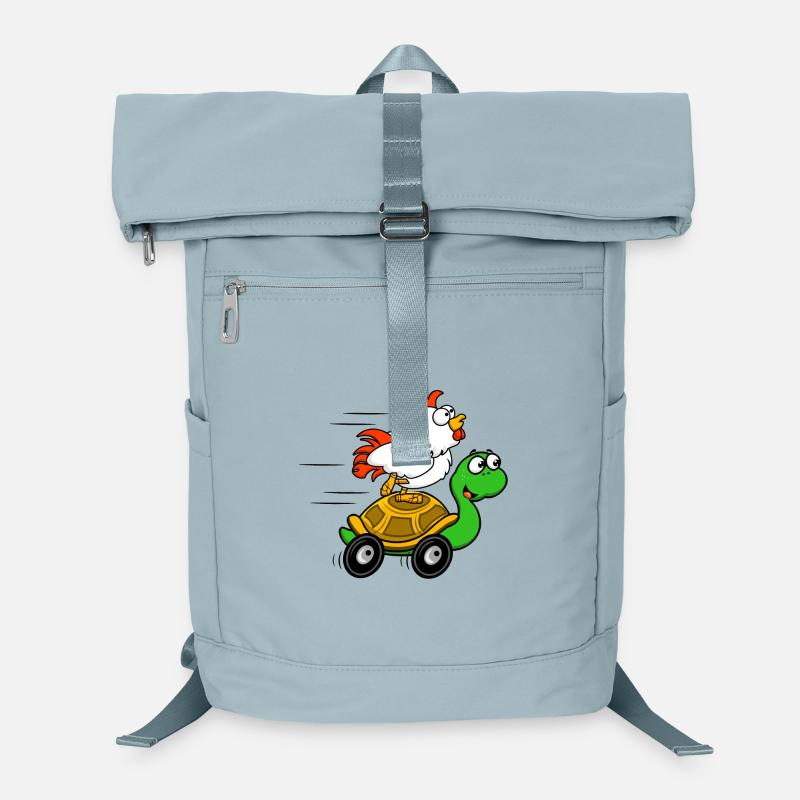 Hühner auf dem Schildkrötenwagen Laptop-Rucksack 
