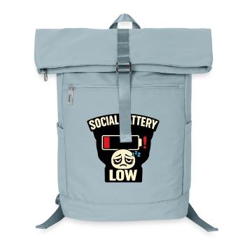 Social Battery Low Tee – Hilarious Introvert Humor - Laptop Backpack - ice blue - Front