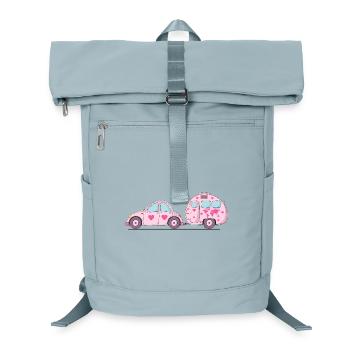 Auto mit Wohnwagen Rosa Herz - Laptop-Rucksack  - Eisblau - Vorne
