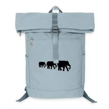 Elephants, elephant family, black silhouettes. - Laptop Backpack - ice blue - Front